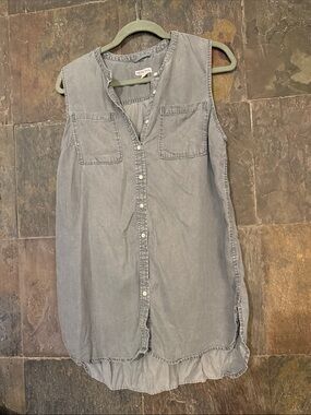 Merona Sleeveless Chambray Button-Down Tunic - Light Grey